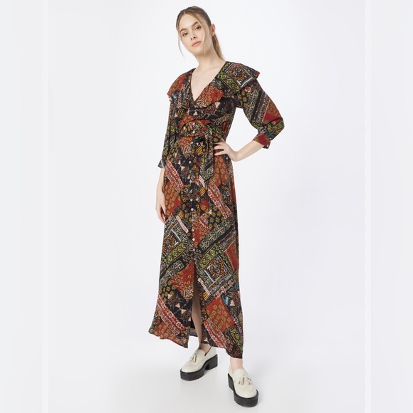 NWT Free People-Lennon Maxi Dress.Gorgeous patchwork ruffled dress.Size M. - Picture 1 of 15